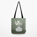 Wildflower bouquet in vase illustration - muted pink, beige and sage green flowers  Tote Bag Gallery Image 2