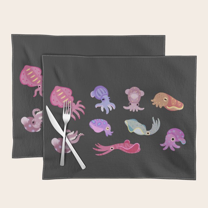 Squids - black Placemat Gallery Image 1