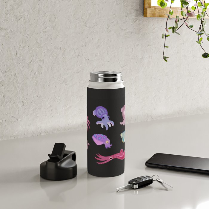 Squids - black Water Bottle Gallery Image 4