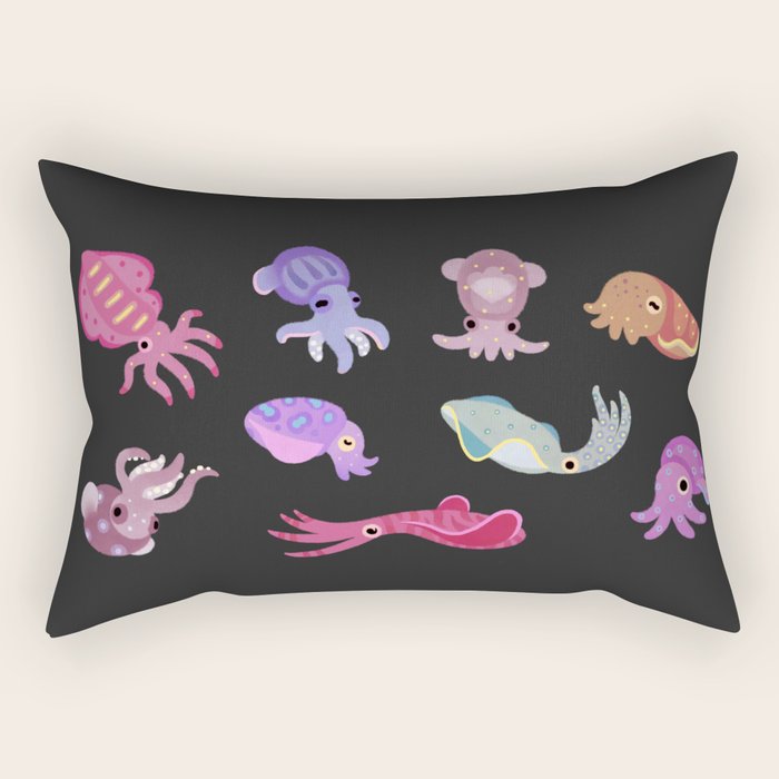 Squids - black Rectangular Pillow Gallery Image 1
