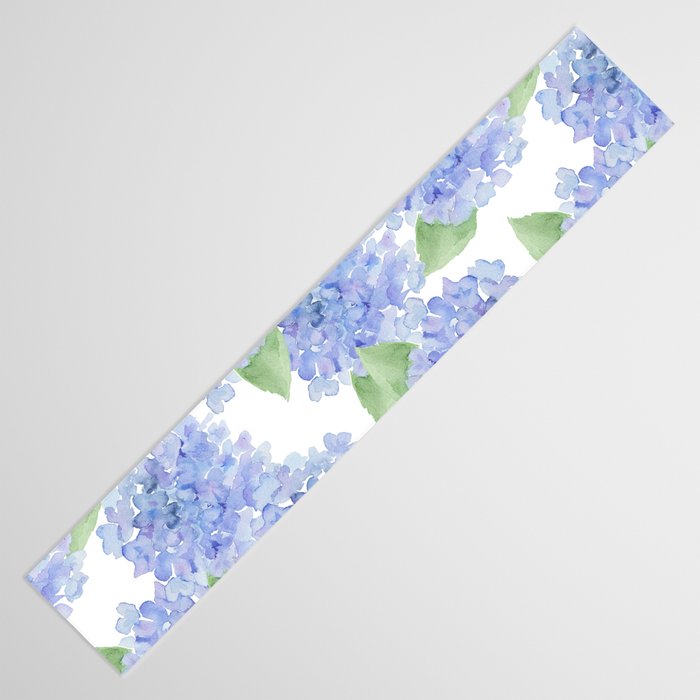 Elegant lavender lilac watercolor hydrangea floral Table Runner Gallery Image 3