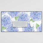 Elegant lavender lilac watercolor hydrangea floral Desk Mat Gallery Image 1