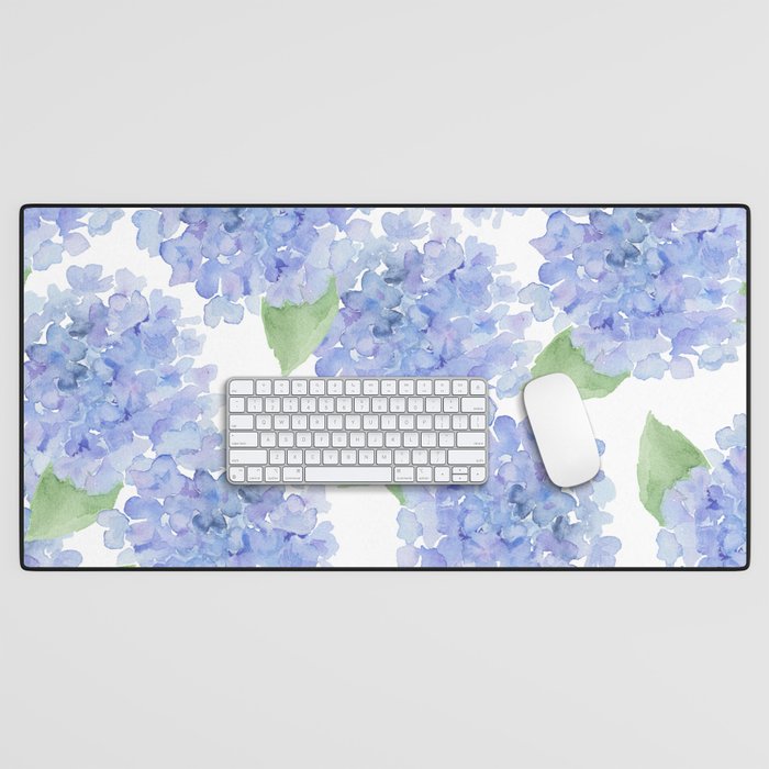 Elegant lavender lilac watercolor hydrangea floral Desk Mat Gallery Image 1