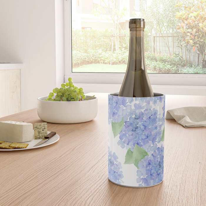 Elegant lavender lilac watercolor hydrangea floral Wine Chiller Gallery Image 4