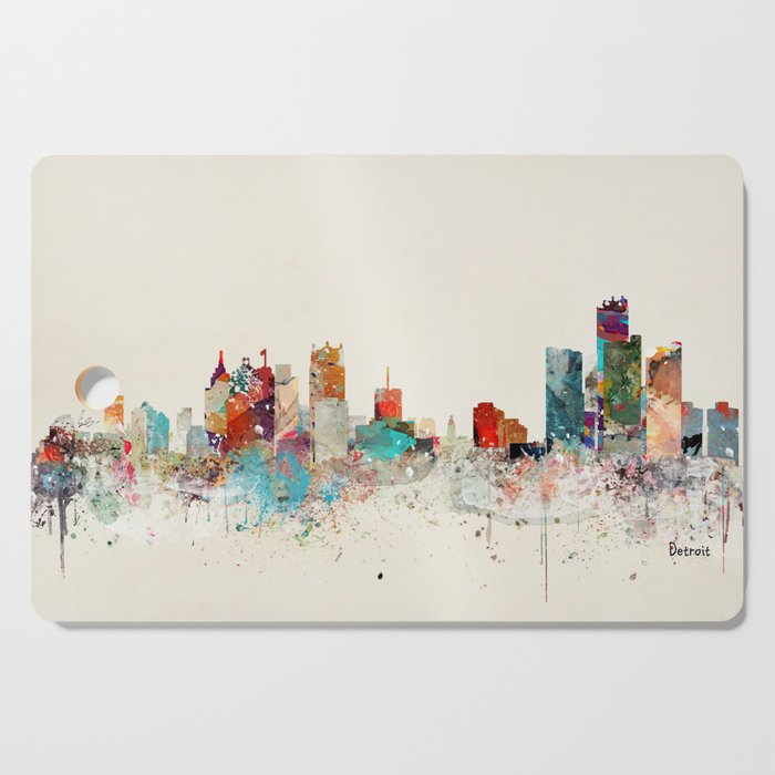 detroit michigan skyline Cutting Board Gallery Image 1