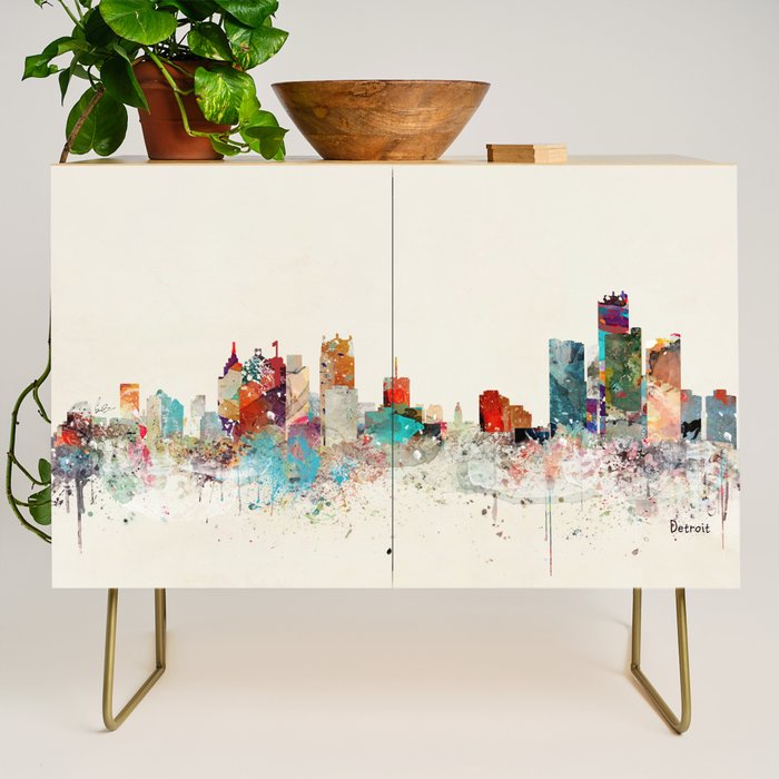 detroit michigan skyline Credenza Gallery Image 1