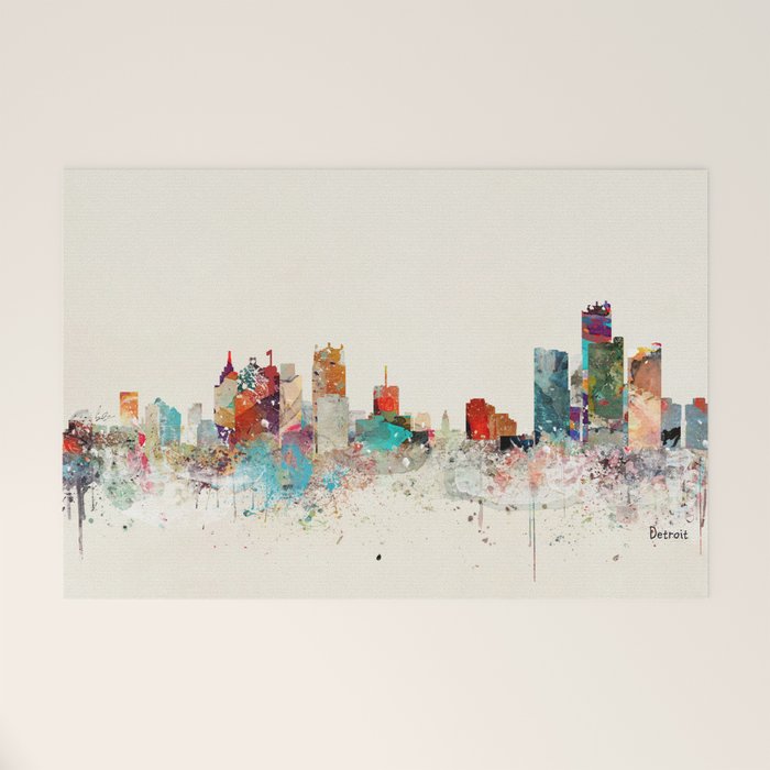 detroit michigan skyline Welcome Mat Gallery Image 1
