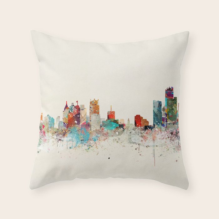 detroit michigan skyline Throw Pillow Gallery Image 6