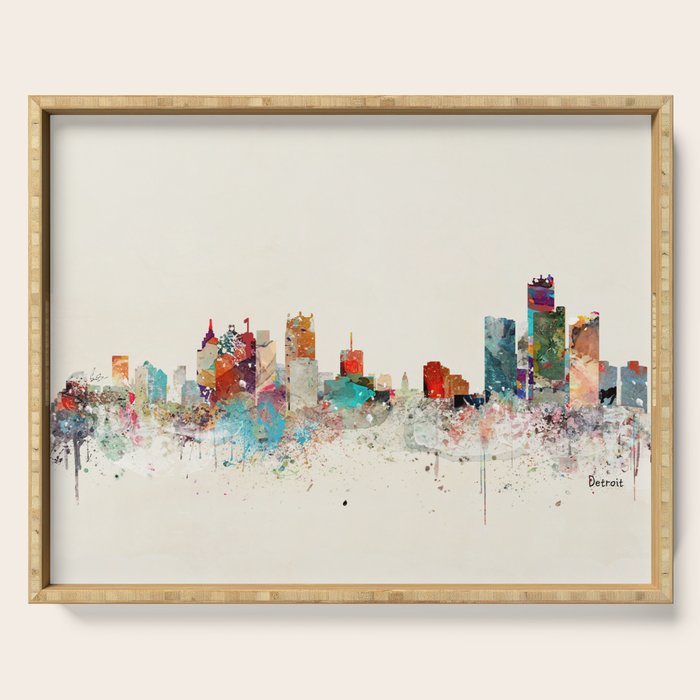detroit michigan skyline Serving Tray Gallery Image 1