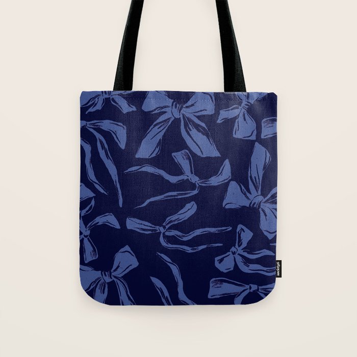 Blue bow pattern with dark background Tote Bag Gallery Image 1