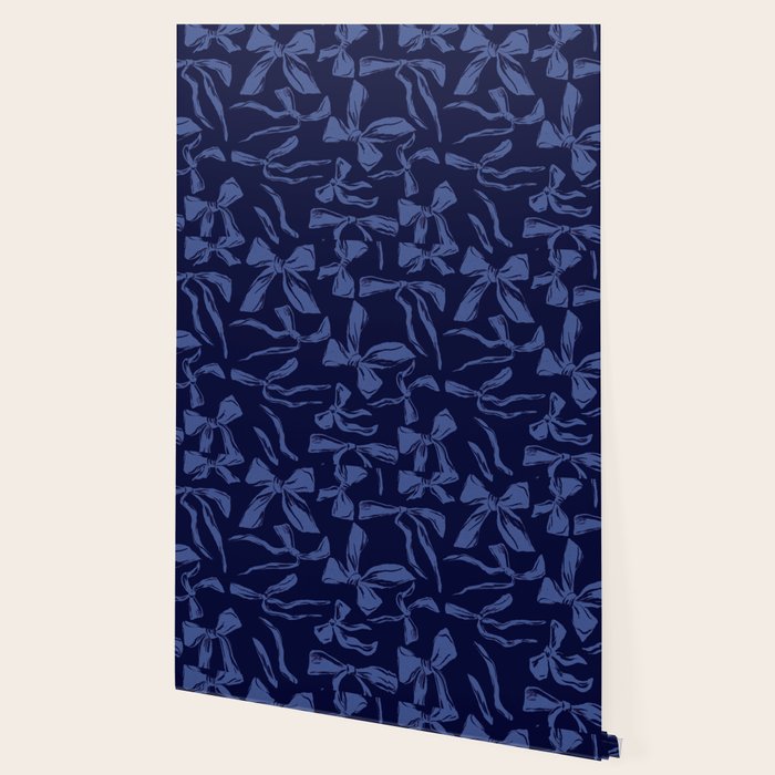 Blue bow pattern with dark background Wallpaper Gallery Image 2