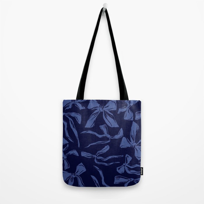 Blue bow pattern with dark background Tote Bag Gallery Image 2