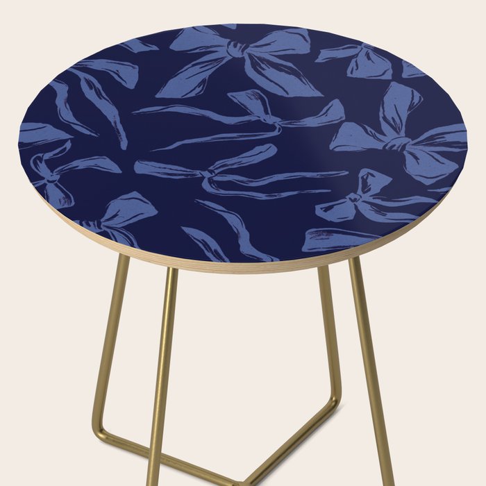 Blue bow pattern with dark background Side Table Gallery Image 2
