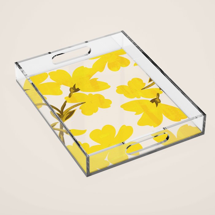 Soft Yellow Flowers Acrylic Tray Gallery Image 1