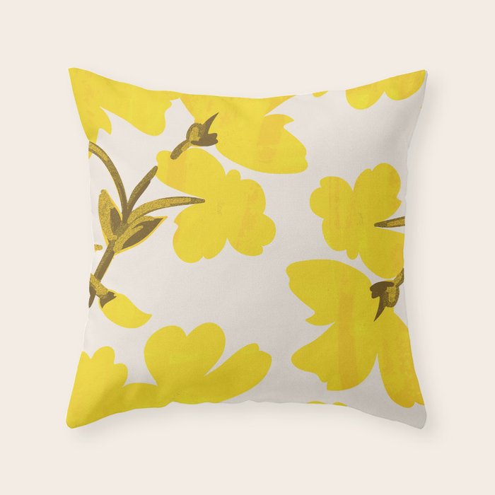 Soft Yellow Flowers Throw Pillow Gallery Image 1
