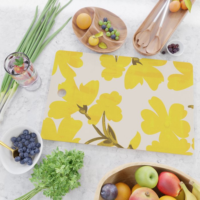 Soft Yellow Flowers Cutting Board Gallery Image 2