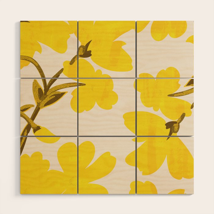 Soft Yellow Flowers Wood Wall Art Gallery Image 1