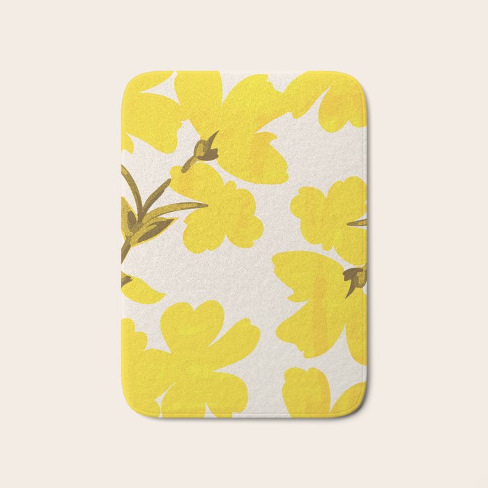 Soft Yellow Flowers Bath Mat Gallery Image 1
