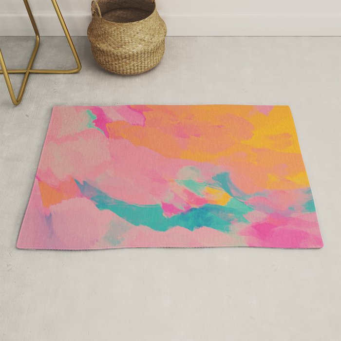 full color abstract sunset Rug Gallery Image 1