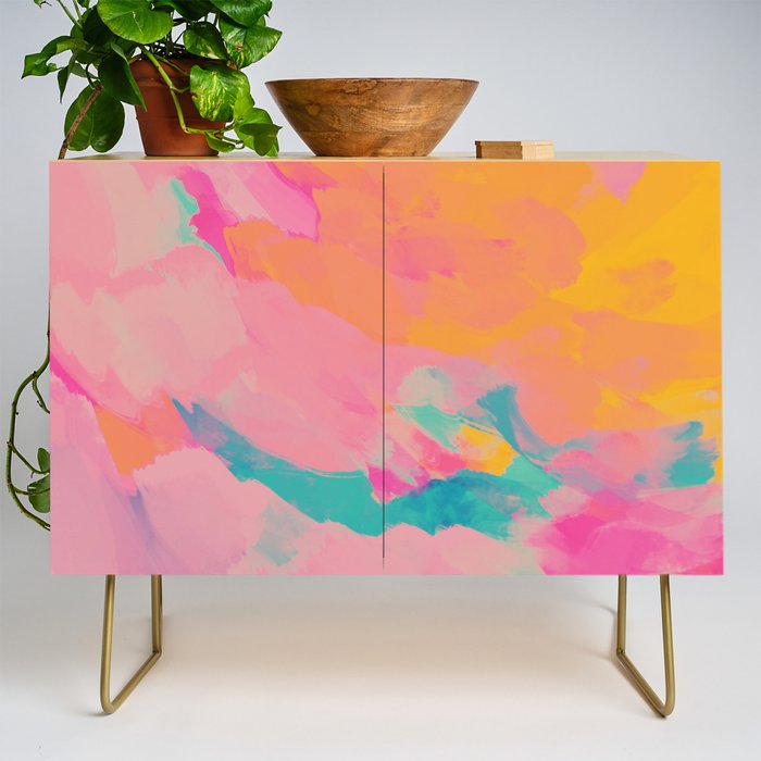 full color abstract sunset Credenza Gallery Image 1