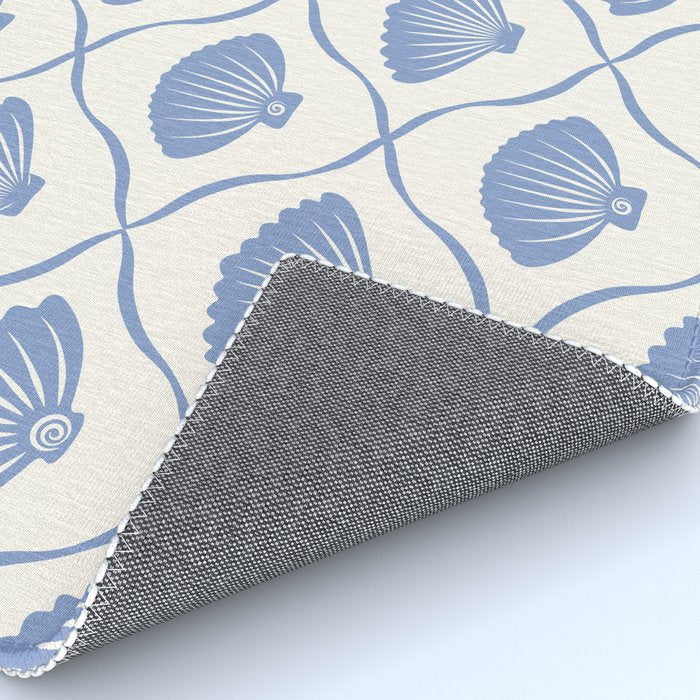 Coastal Ocean Blue Seashells Rug Gallery Image 4