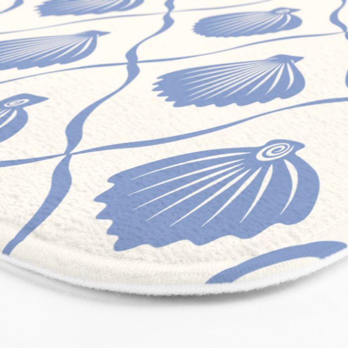 Coastal Ocean Blue Seashells Bath Mat Gallery Image 3