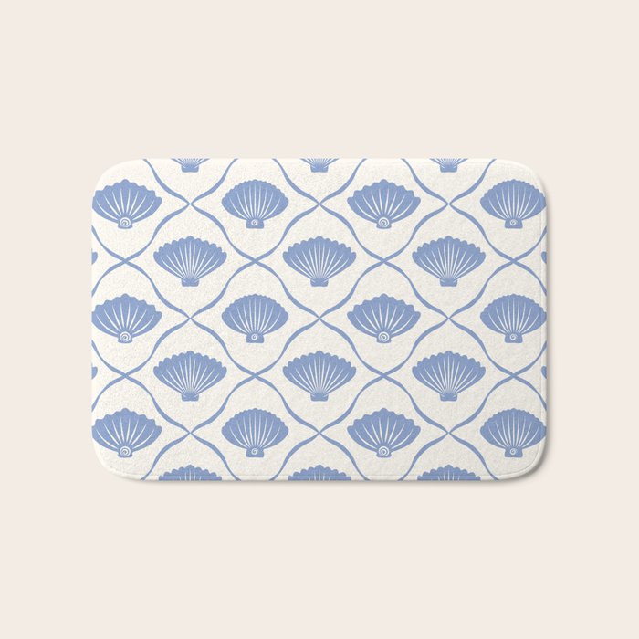 Coastal Ocean Blue Seashells Bath Mat Gallery Image 1