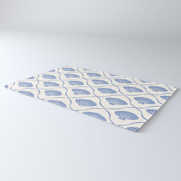 Coastal Ocean Blue Seashells Rug Gallery Image 3
