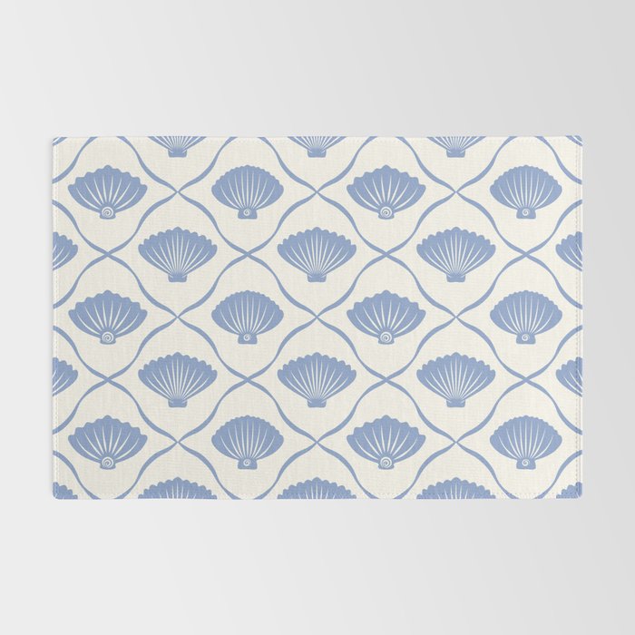 Coastal Ocean Blue Seashells Rug Gallery Image 2