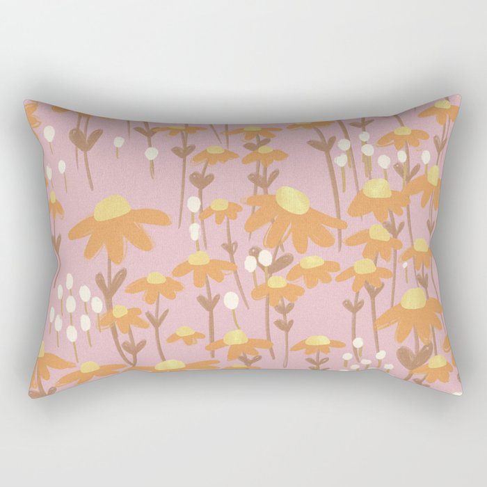 Chamomile Dream Pink Rectangular Pillow Gallery Image 2