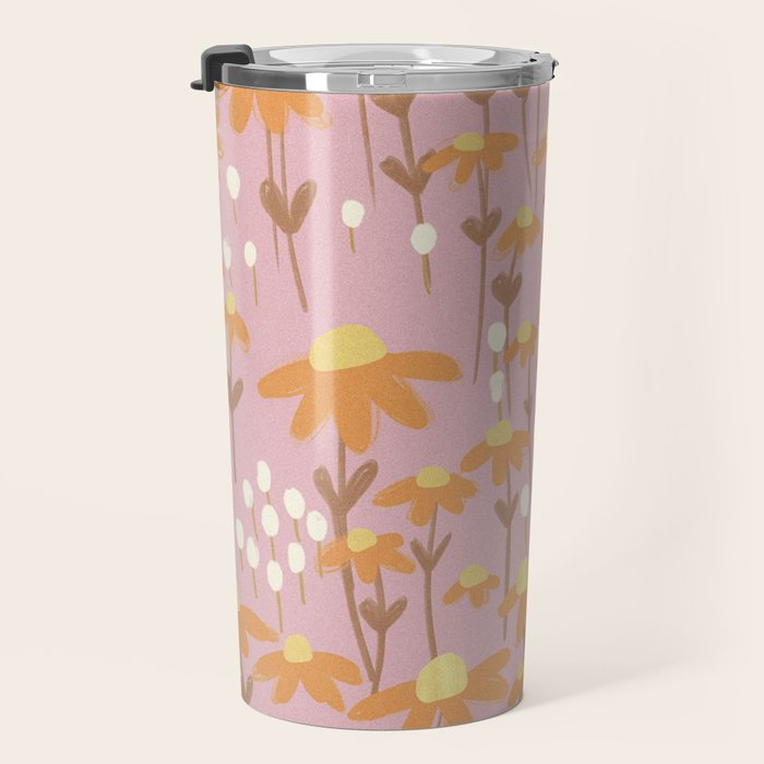 Chamomile Dream Pink Travel Mug Gallery Image 3