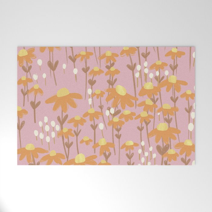Chamomile Dream Pink Welcome Mat Gallery Image 1