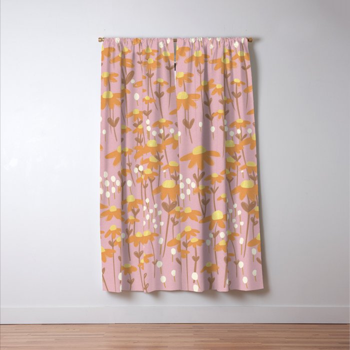 Chamomile Dream Pink Window Curtain Gallery Image 3
