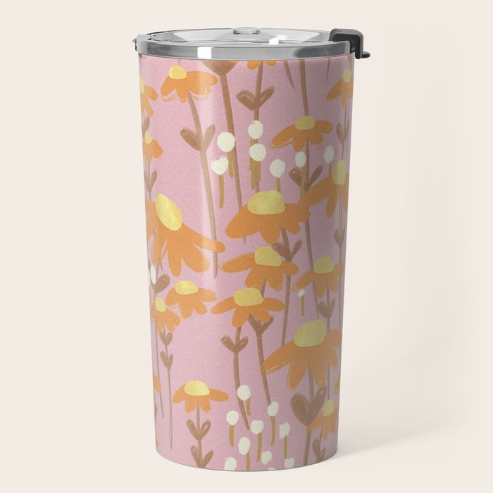 Chamomile Dream Pink Travel Mug Gallery Image 2