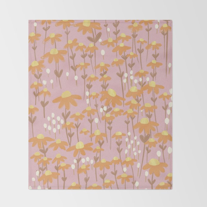 Chamomile Dream Pink Throw Blanket Gallery Image 2