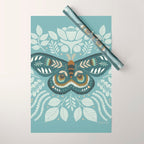Folk Art Moth - Blue Gray Wrapping Paper Gallery Image 1