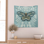 Folk Art Moth - Blue Gray Wall Tapestry Gallery Image 2
