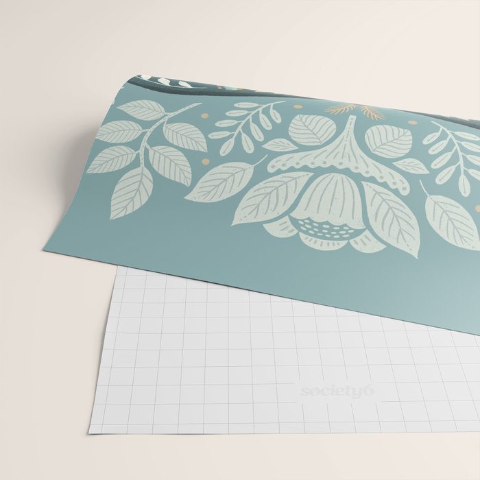 Folk Art Moth - Blue Gray Wrapping Paper Gallery Image 2