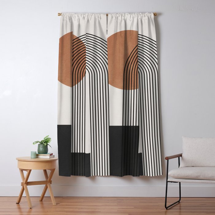 Mid Century Abstract Geometric 5 Window Curtain Gallery Image 1