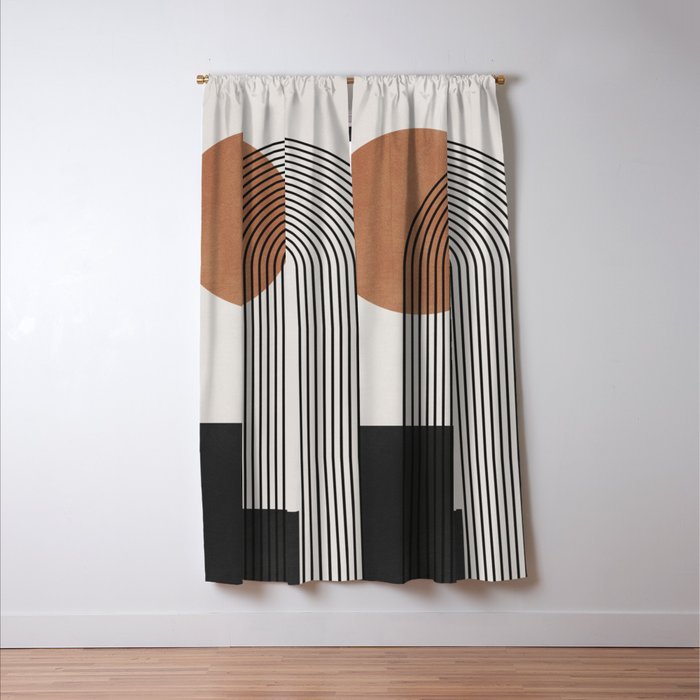 Mid Century Abstract Geometric 5 Window Curtain Gallery Image 3