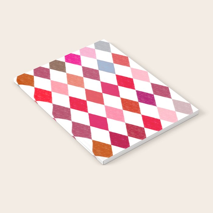 Festive Harlequin Diamond Pattern in Warm Tones Notebook Gallery Image 1