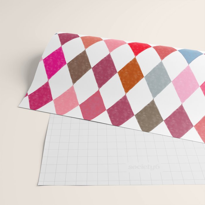 Festive Harlequin Diamond Pattern in Warm Tones Wrapping Paper Gallery Image 2