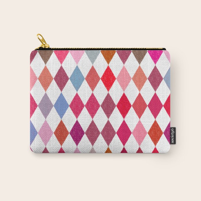 Festive Harlequin Diamond Pattern in Warm Tones Carry All Pouch Gallery Image 1