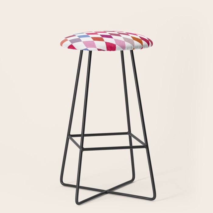 Festive Harlequin Diamond Pattern in Warm Tones Stool Gallery Image 1