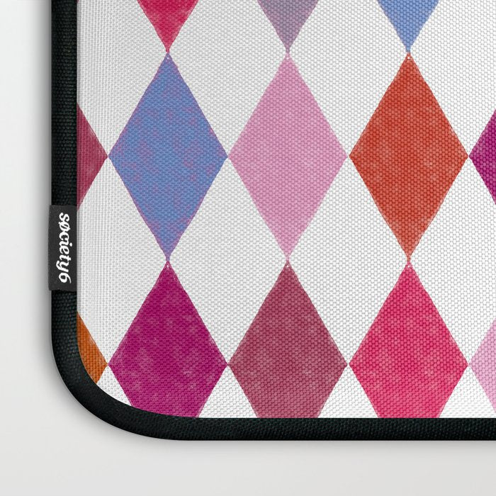 Festive Harlequin Diamond Pattern in Warm Tones Laptop Sleeve Gallery Image 3