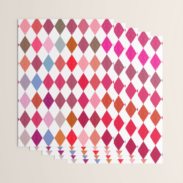 Festive Harlequin Diamond Pattern in Warm Tones Wrapping Paper Gallery Image 3