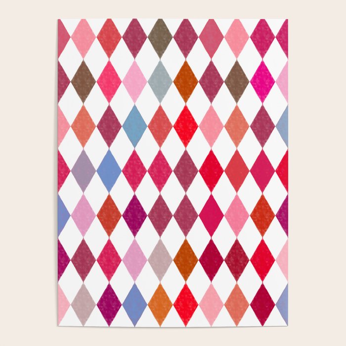 Festive Harlequin Diamond Pattern in Warm Tones Poster Gallery Image 1
