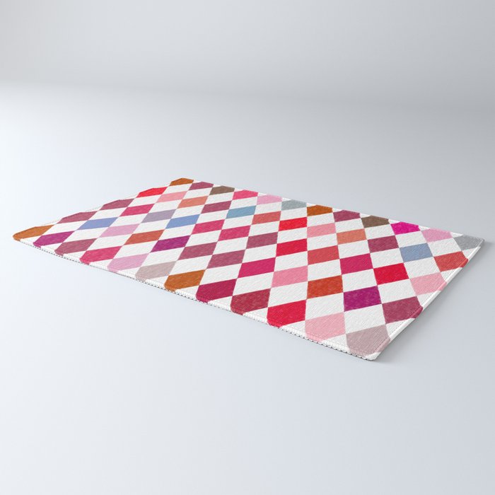 Festive Harlequin Diamond Pattern in Warm Tones Rug Gallery Image 3