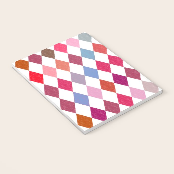Festive Harlequin Diamond Pattern in Warm Tones Notebook Gallery Image 3