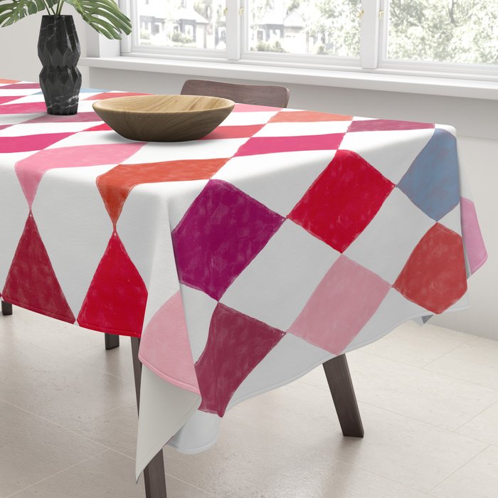 Festive Harlequin Diamond Pattern in Warm Tones Tablecloth Gallery Image 3